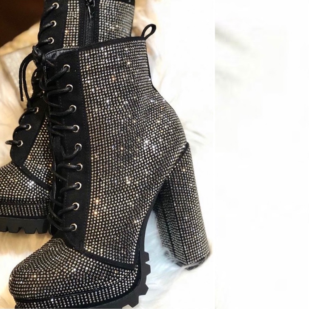 Pre-loved Embellished lace up boots